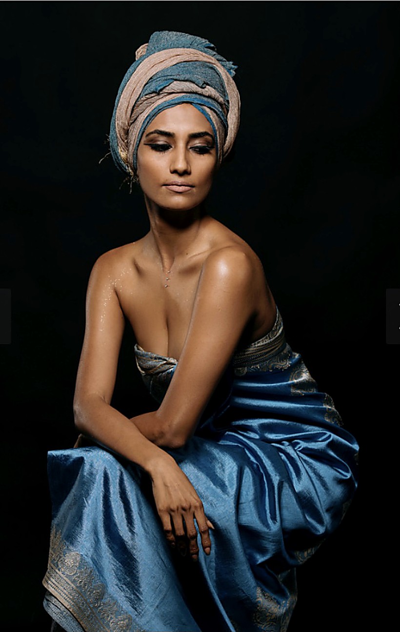 Dhanya Nambiar portrait in blue silk